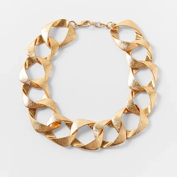 Zara Gold Charms Crystal Bar Circle Link Chain Necklace - Picture 13 of 14